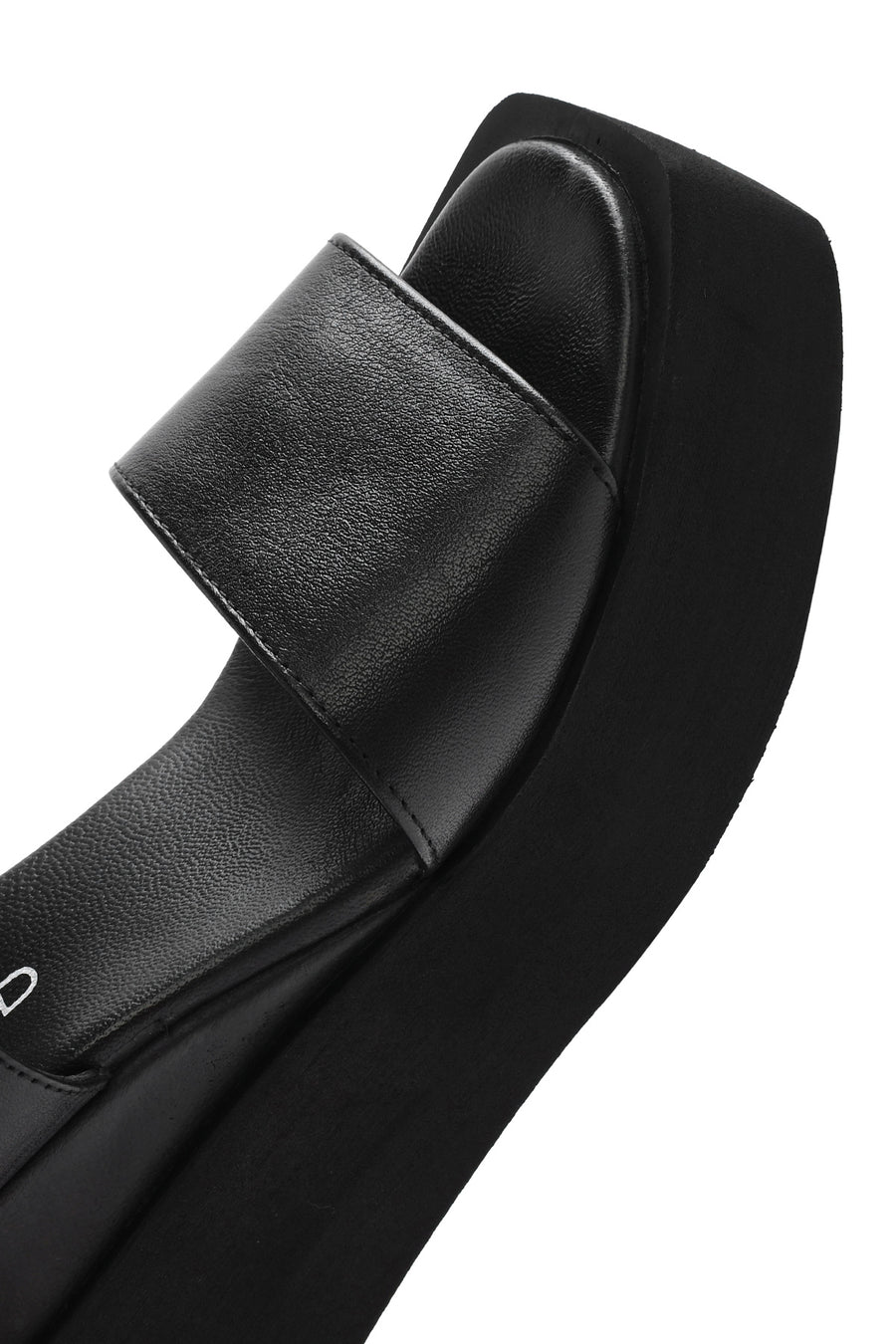 Women's Black Ankle Strap Wedge Heel Leather Sandals