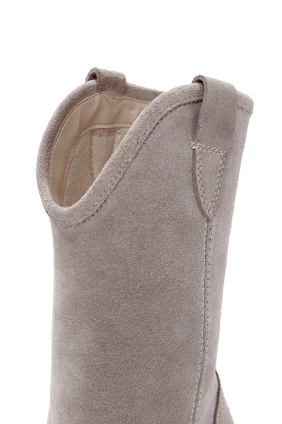 Women's Beige Thick Heeled Suede Leather Cowboy Boots