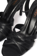 Woman Black Ankle-Buckle High Stiletto-Heel Leather Sandals | Derimod