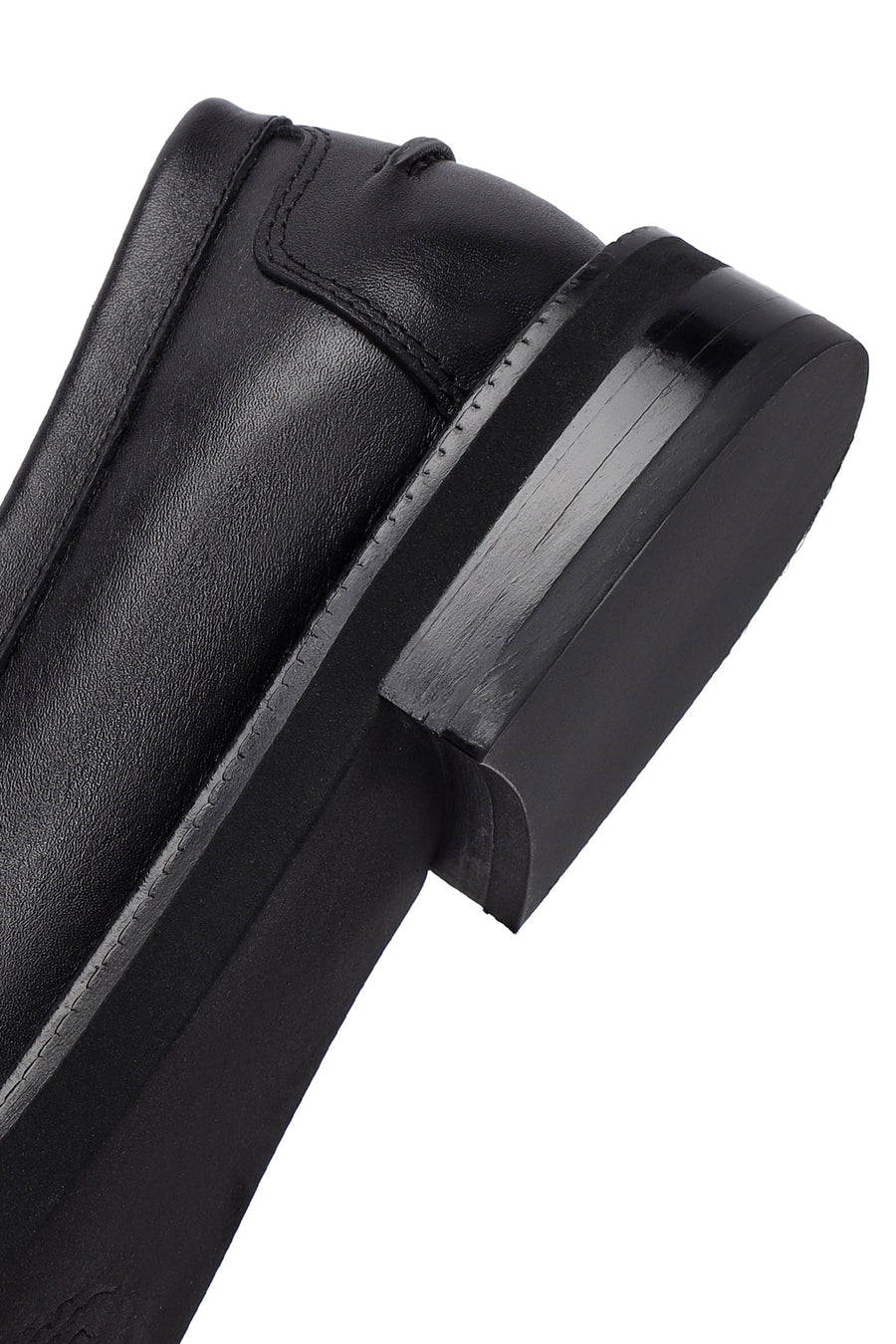 Woman Black Leather Masculine Loafer