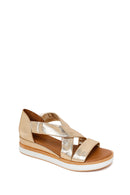 Women's Gold Chunky Metallic Leather Sandals | Derimod