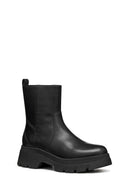 Geox Women Black D Pluette Zippered Thick Sole Leather Boot | Derimod