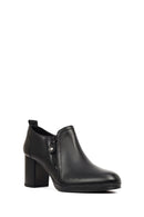 Women's Black Thick Heeled Leather Boots | Derimod