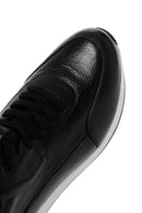 Men's Black Thick Sole Leather Casual Sneaker | Derimod