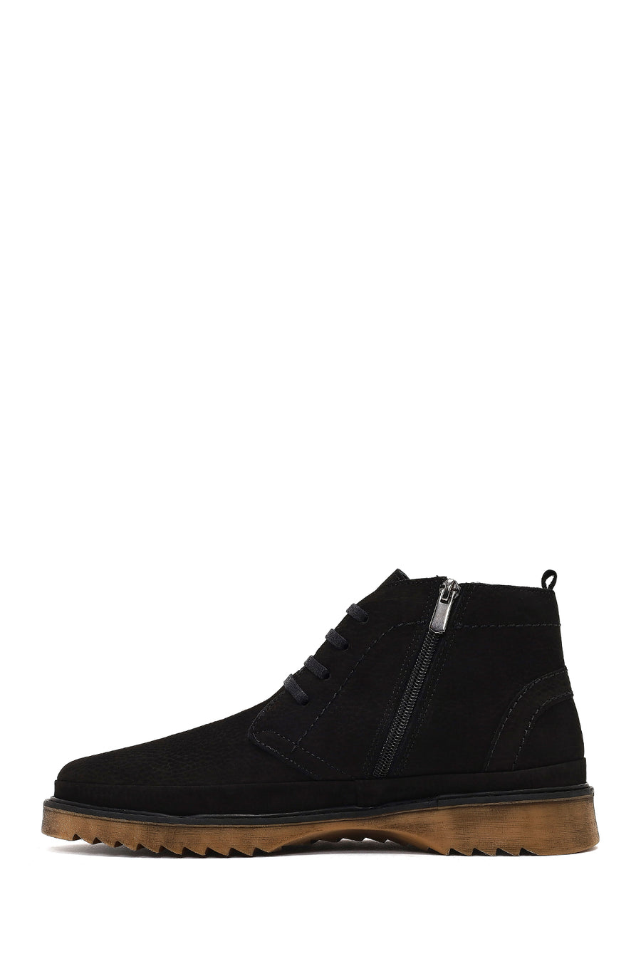 Male Black Zip Closure Nubuck Leather Boots
