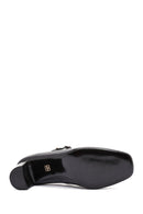 Women's Black Double Buckle Thick Heel Patent Leather Mary Jane Shoes | Derimod