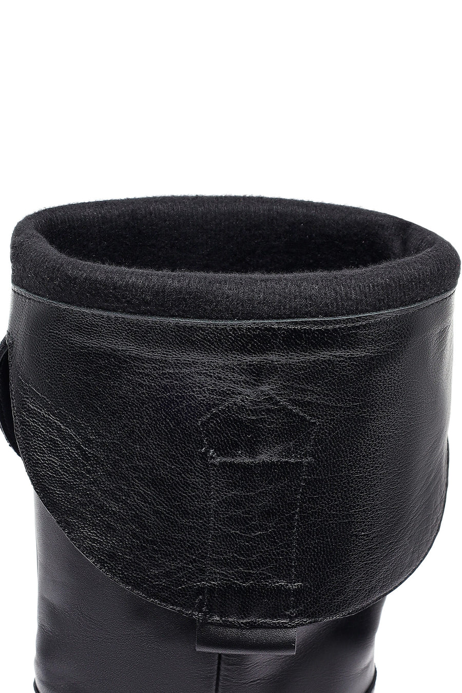 Woman Black Thick-Heeled Leather Cowboy Boots