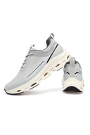 Men's Grey Lace-Up Thick-Sole Fabric Sneakers | Derimod