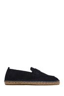 Men's Navy Blue Suede Leather Espadrille | Derimod