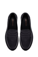 Woman Black Leather Masculine Loafer | Derimod