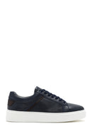 Men's Navy Blue Lace-Up Leather Sneaker | Derimod