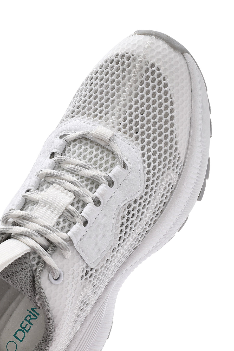 Women's White Lace-Up Thick-Sole Fabric Sneakers