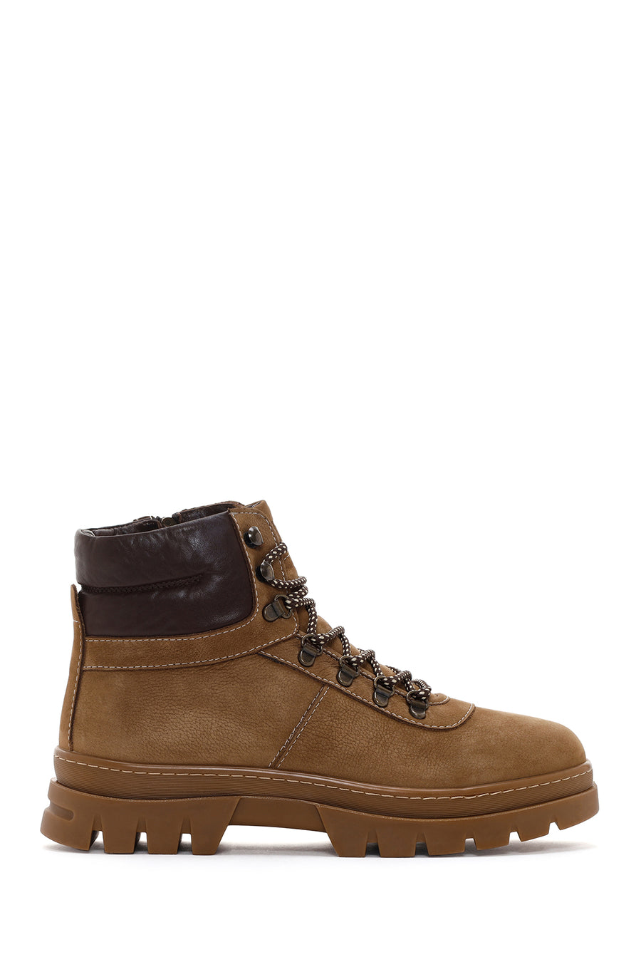 Men's Tan Nubuck Leather Zippered Boots 23WFD6080V3 | Derimod