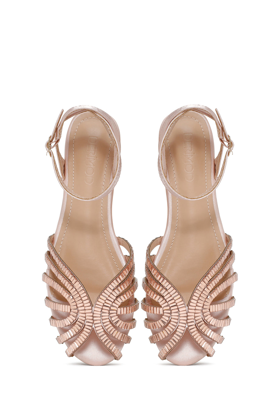 Women's Pink Ankle Strap Stone Sandals