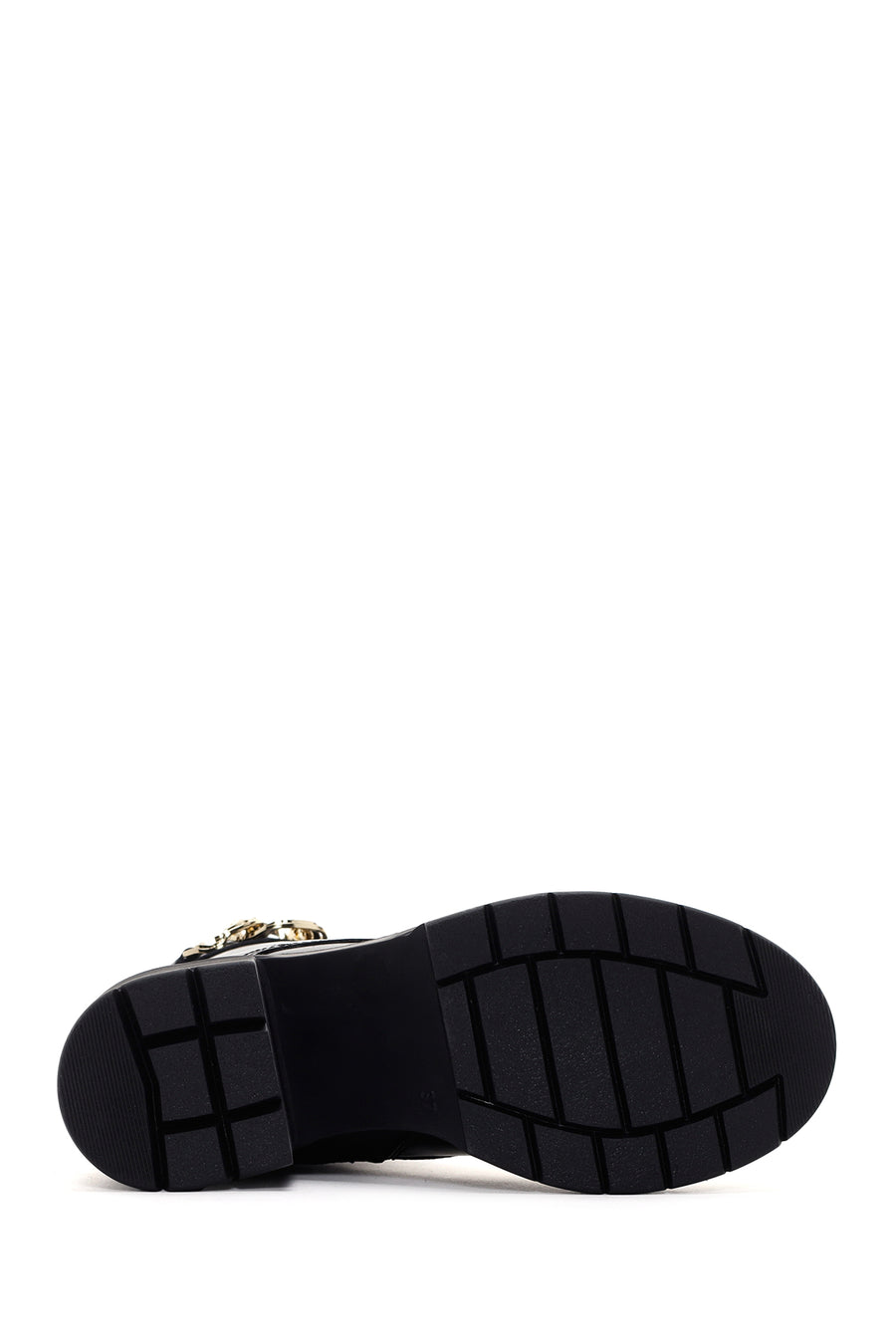 Women's Black Zipper Heeled Leather Boots