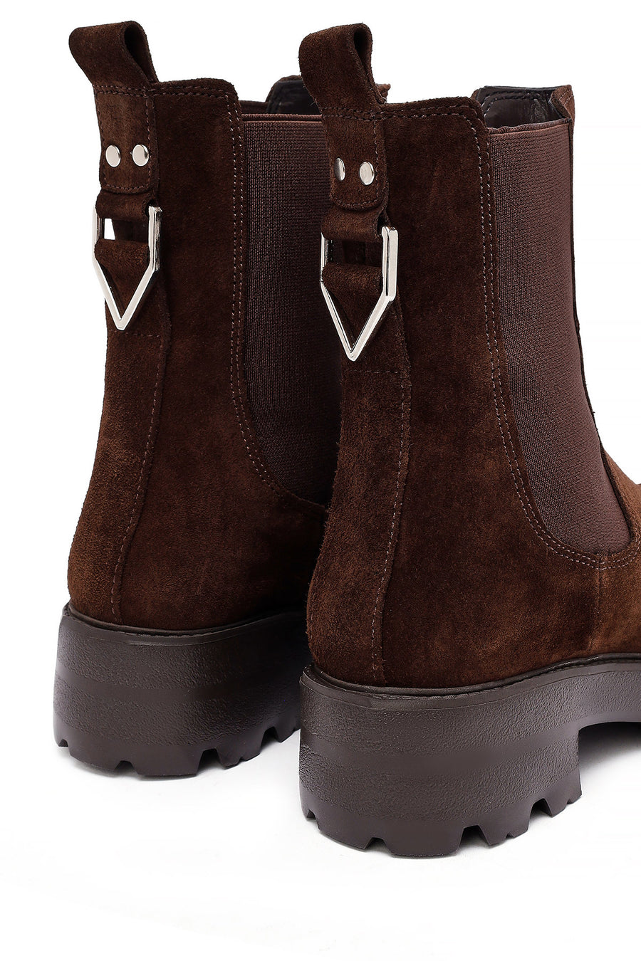 Woman Brown Thick-Soled Suede Leather Chelsea Boots