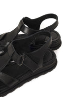 Women's Black Strappy Leather Sandals | Derimod