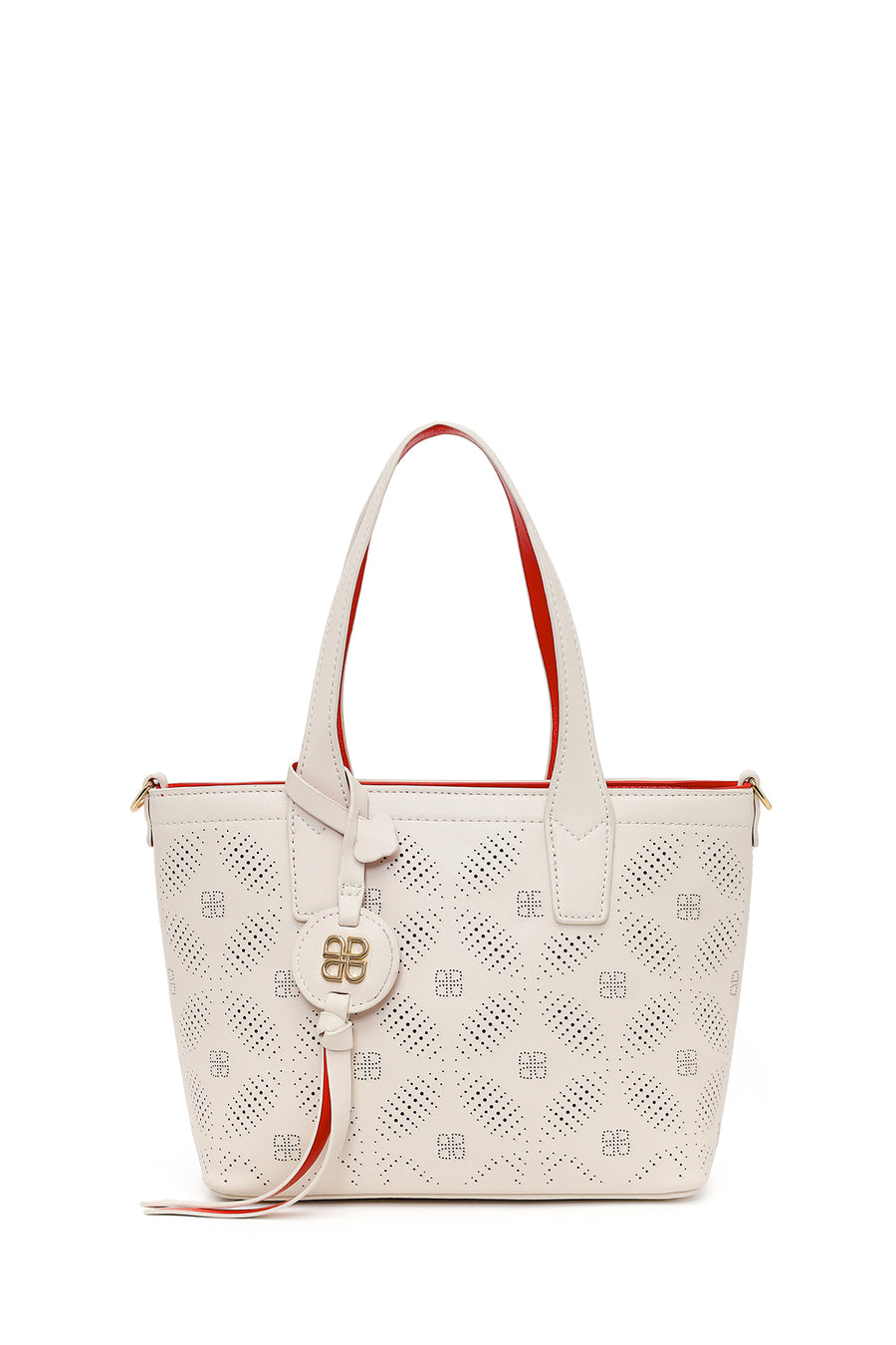 Woman White Long Strap Patterned Shoulder Bag