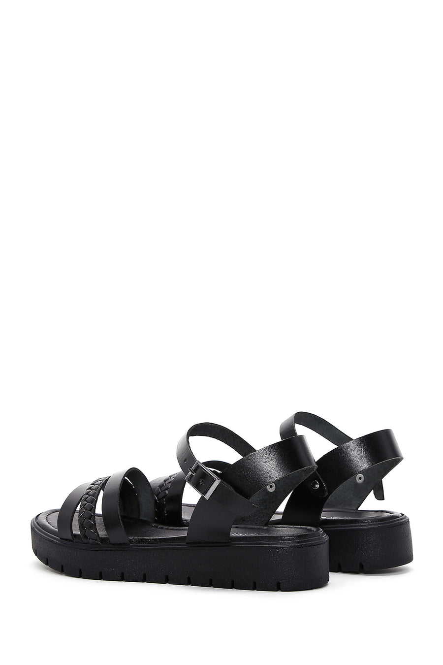 Women's Black Ankle Strap Leather Bodrum Sandals