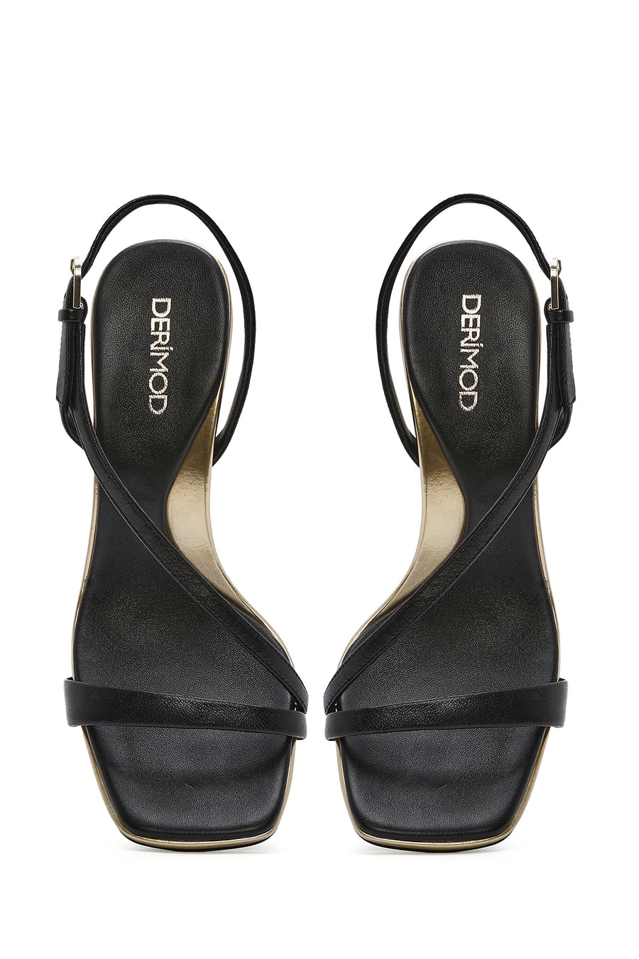 Women's Black Ankle Strap Leather Thin Heel Sandals