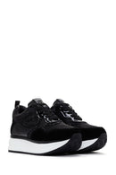 Alberto Guardiani Women's Black Louise Thick Soled Leather Sneaker | Derimod