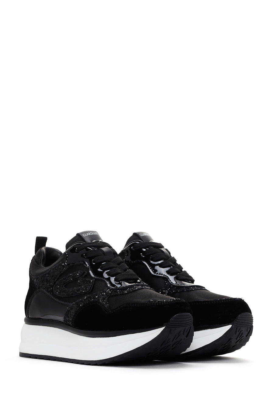 Alberto Guardiani Women's Black Louise Thick Soled Leather Sneaker