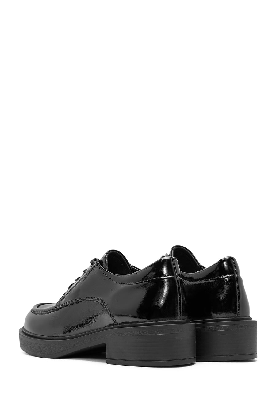 Women's Black Lace-Up Leather Oxford Shoes
