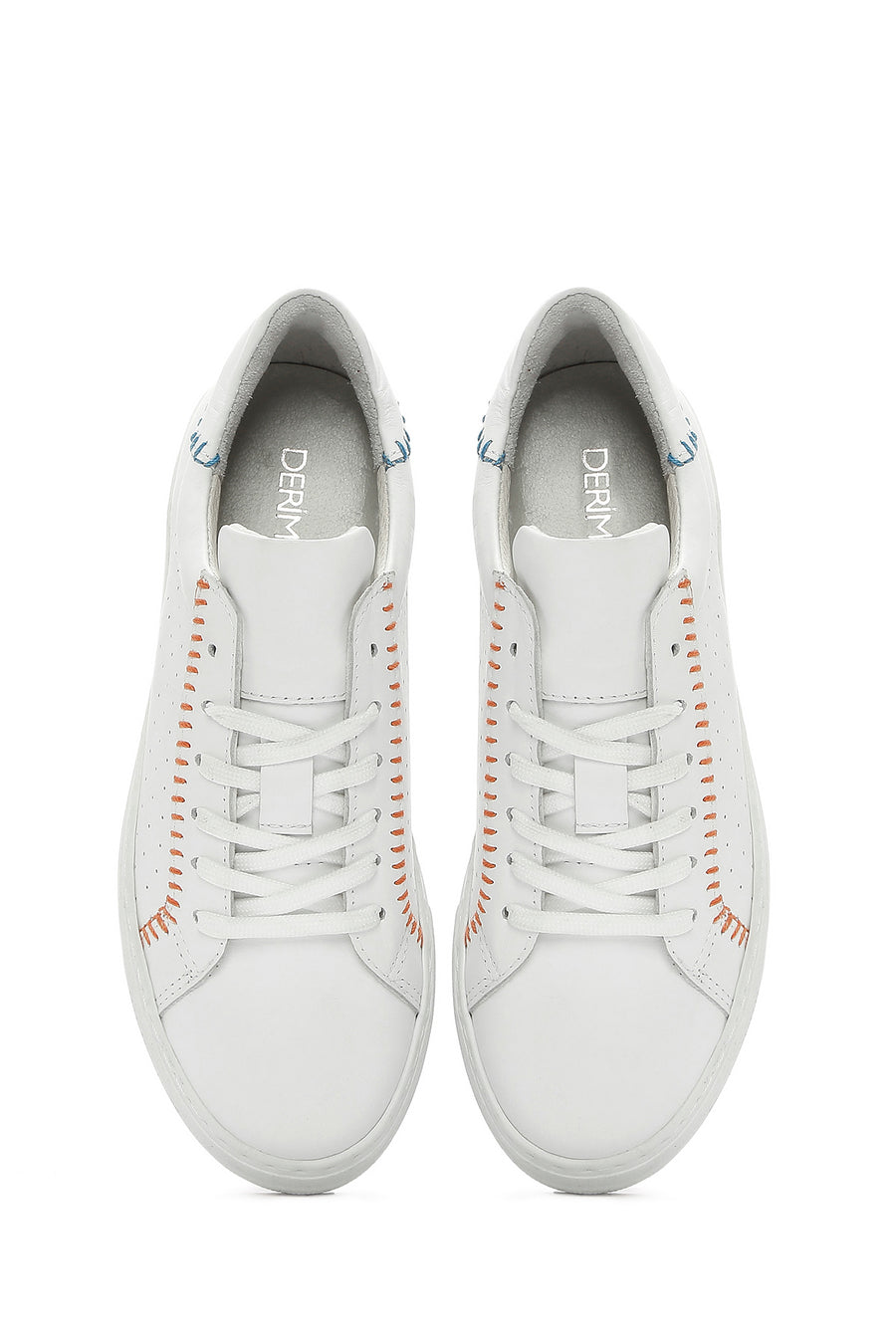 Women's White Lace-Up Leather Sneaker