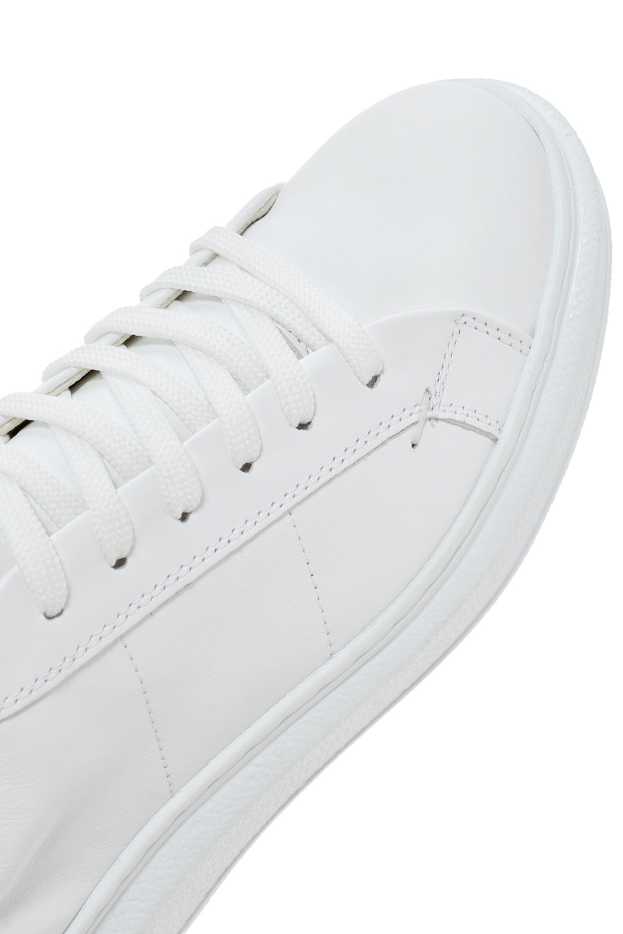 Women's White Lace-Up Leather Sneaker