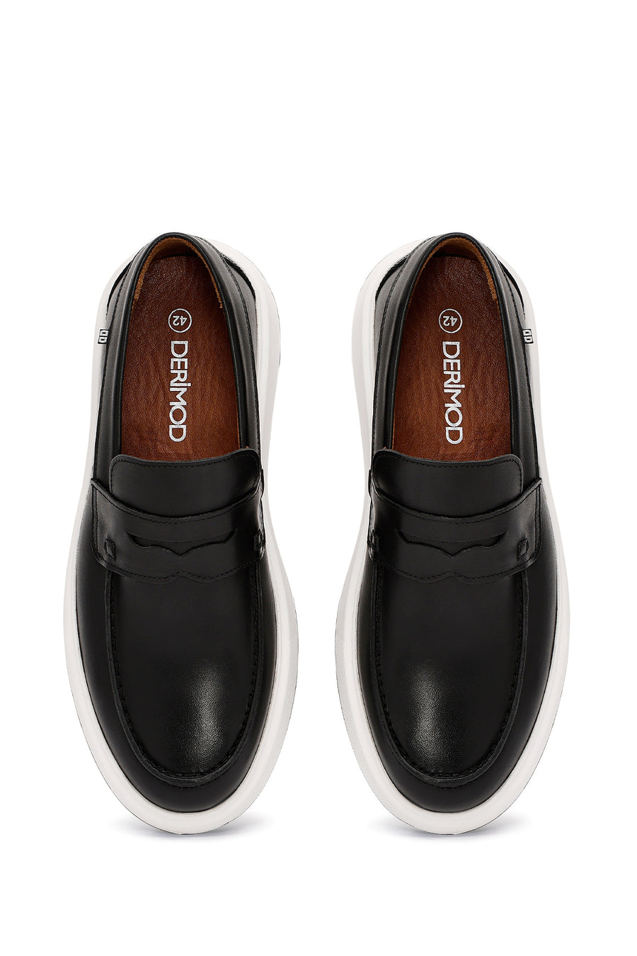Men's Black Thick-Soled Leather Casual Loafer