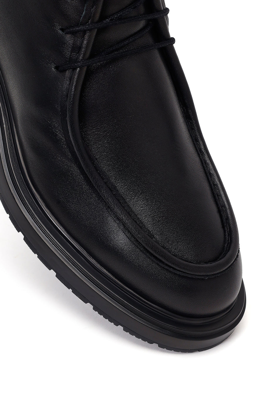 Male Black Lace-up Zip Closure Leather Casual Boots
