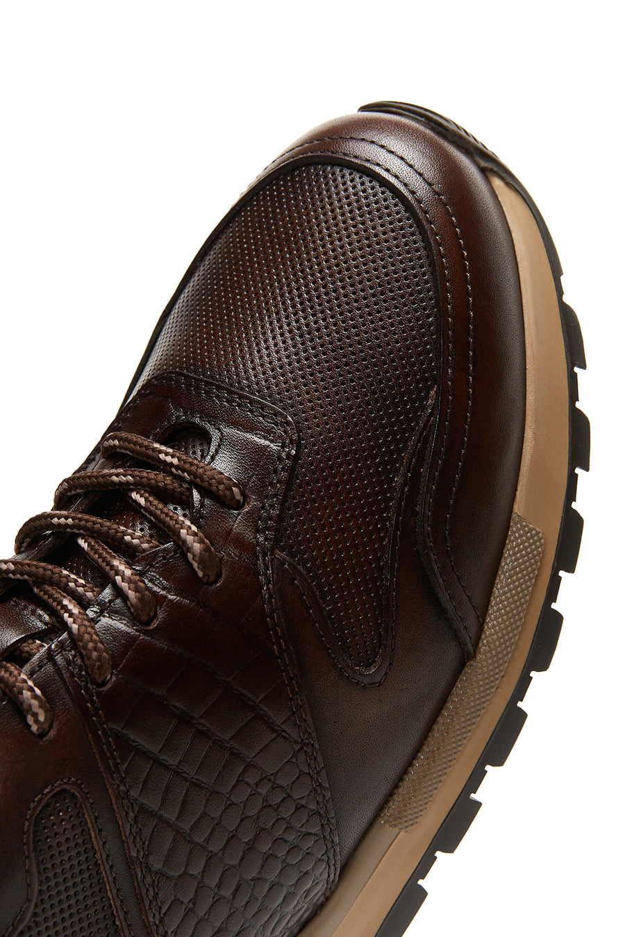 Men's Brown Leather Printed Sneaker