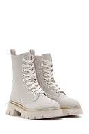 Women's Beige Casual Zippered Boots | Derimod