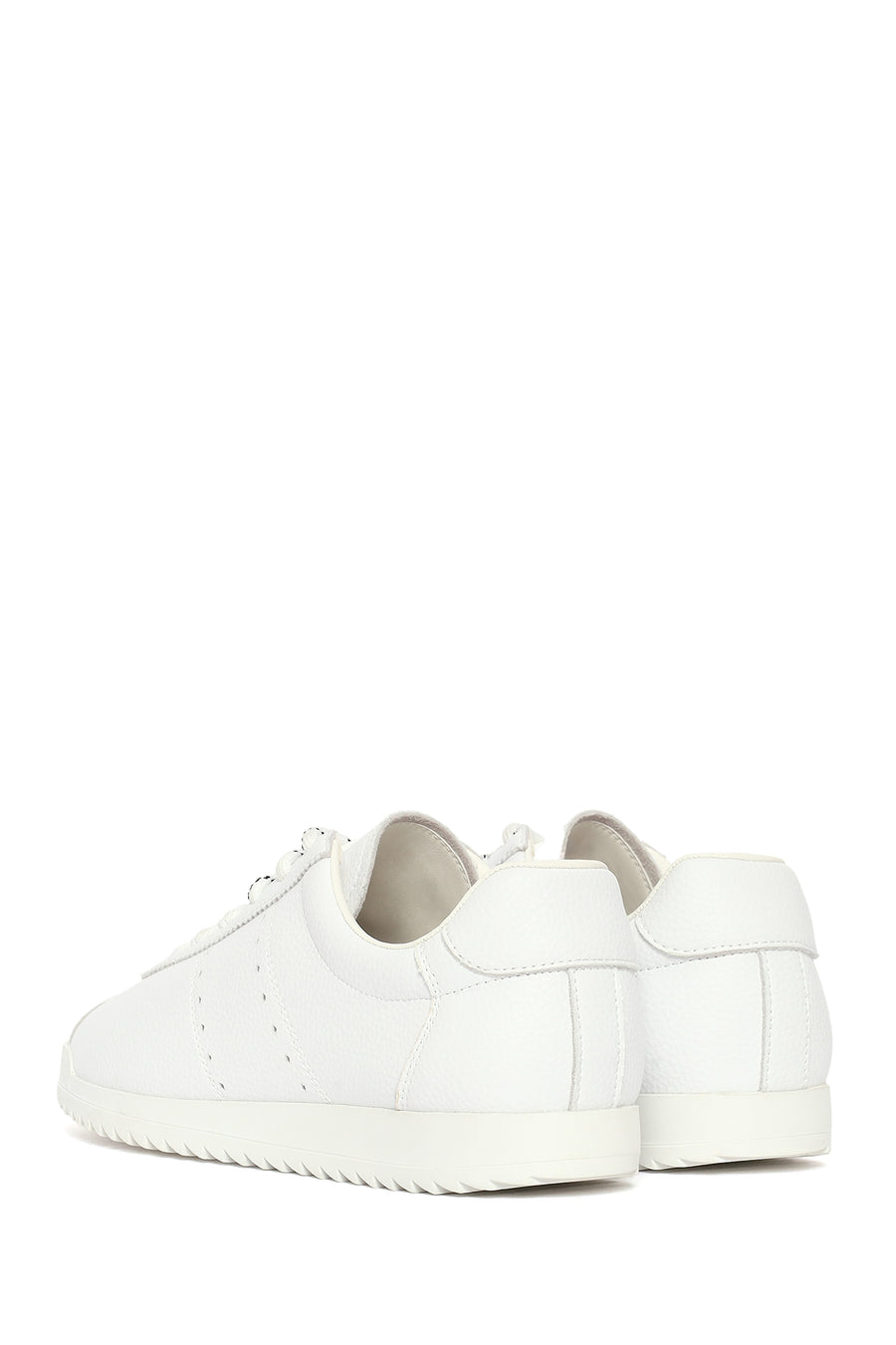 Women's White Lace-Up Leather Sneaker