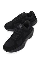 Male Black Lace-Up Thick-Soled Fabric Sneaker | Derimod