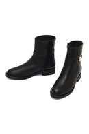 Women's Black Zippered Leather Boots | Derimod