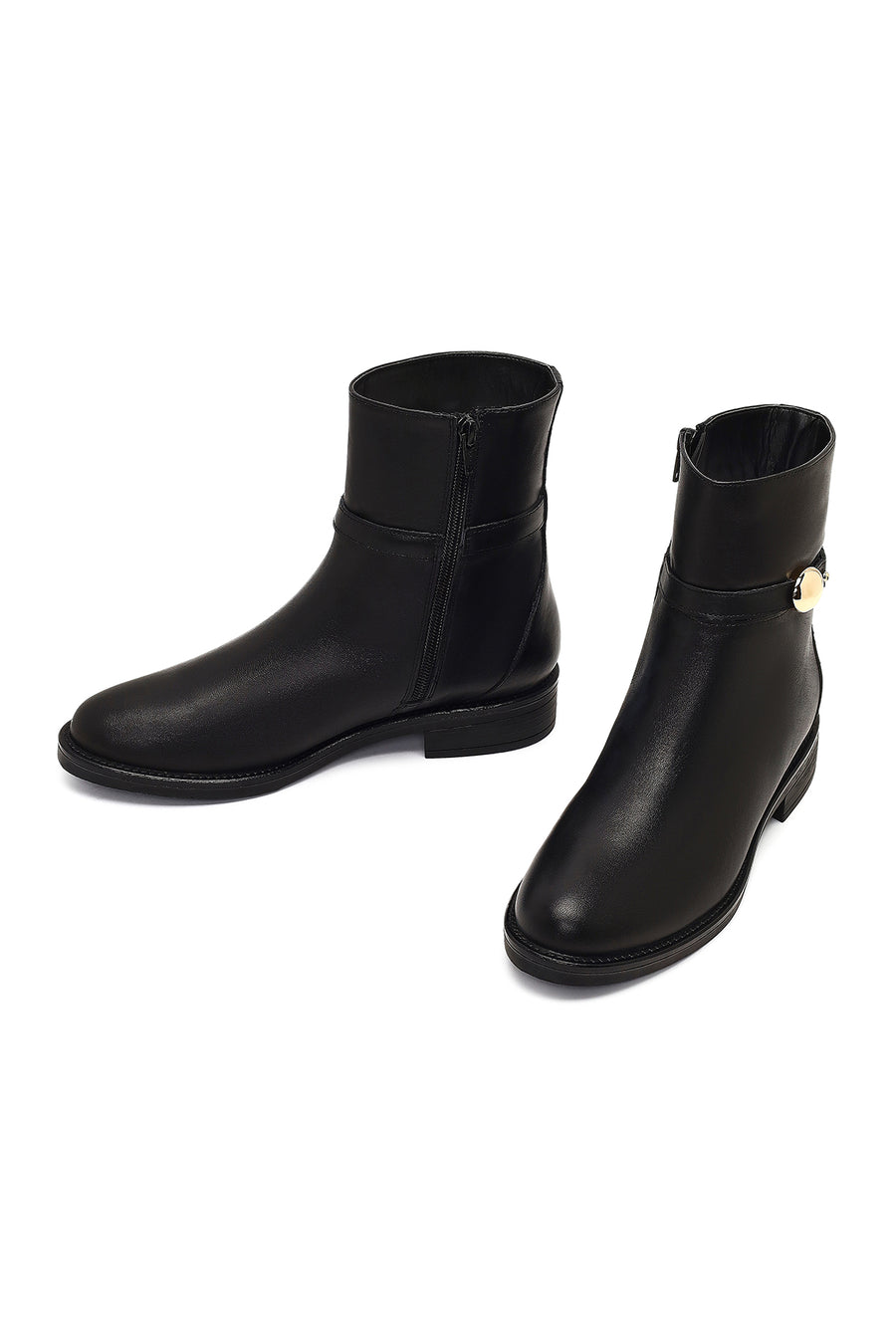 Women's Black Zippered Leather Boots
