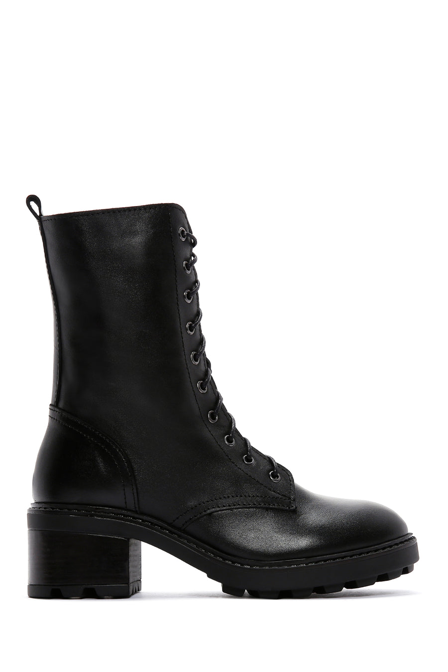 Women's Black Leather Zippered Heeled Boots 23WFD1887OK | Derimod