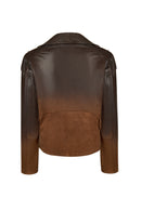 Soho Woman Brown Short Oversize Biker Suede Jacket | Derimod