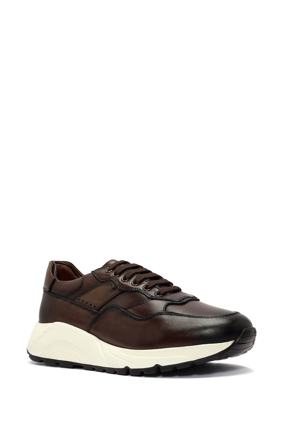 
Men's Brown Thick-Soled Lace-Up Leather Sneaker
