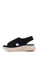 Women's Black Strapped Thick-Soled Fabric Comfort Sandals | Derimod