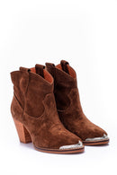 Women's Suede Leather Heeled Boots | Derimod