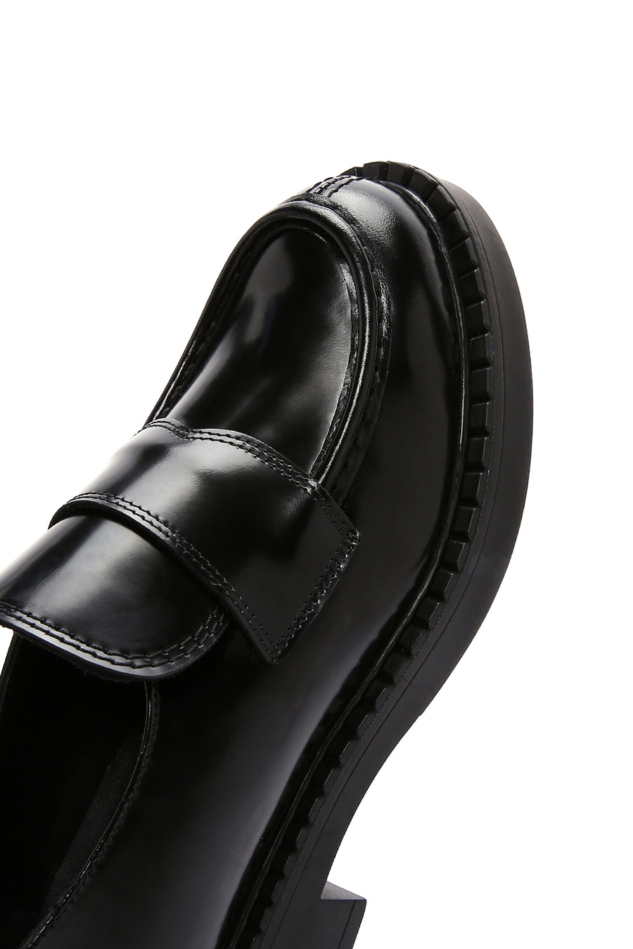 Women's Black Leather Masculine Loafer