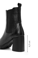 Woman Black Chunky Heels Leather Chelsea Boots | Derimod