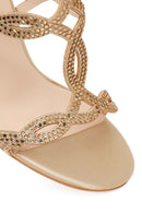 Woman Beige Ankle-Buckle Embellished High Thin-Heel Sandal | Derimod