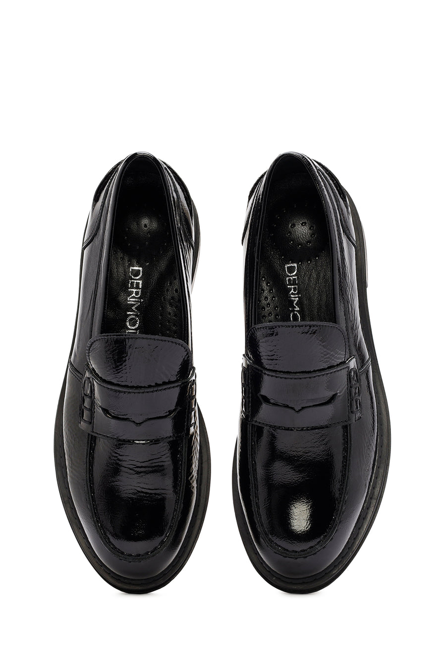 Women's Black Patent Leather Masculine Loafer