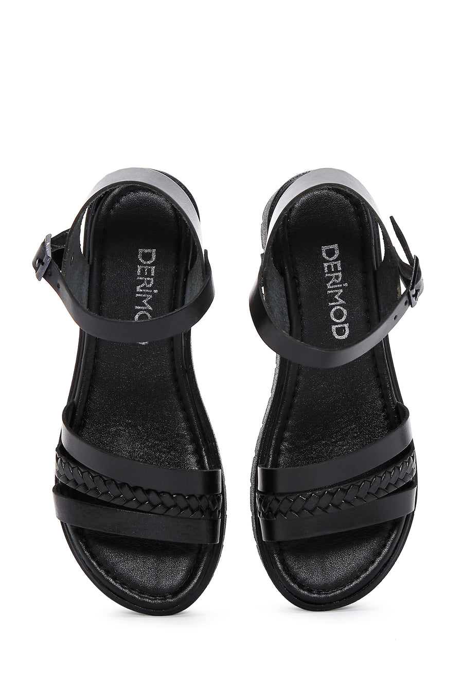 Women's Black Ankle Strap Leather Bodrum Sandals