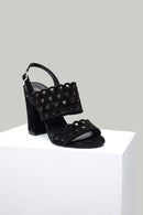 Suede Women's Heeled Leather Sandals | Derimod