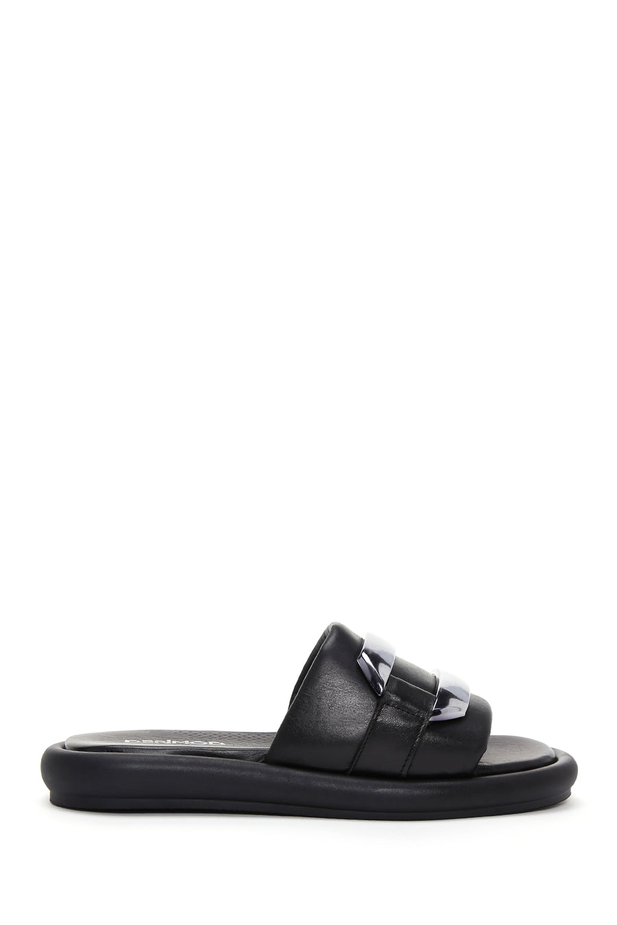 Women's Black Leather Comfort Slippers 23SFD361518 | Derimod