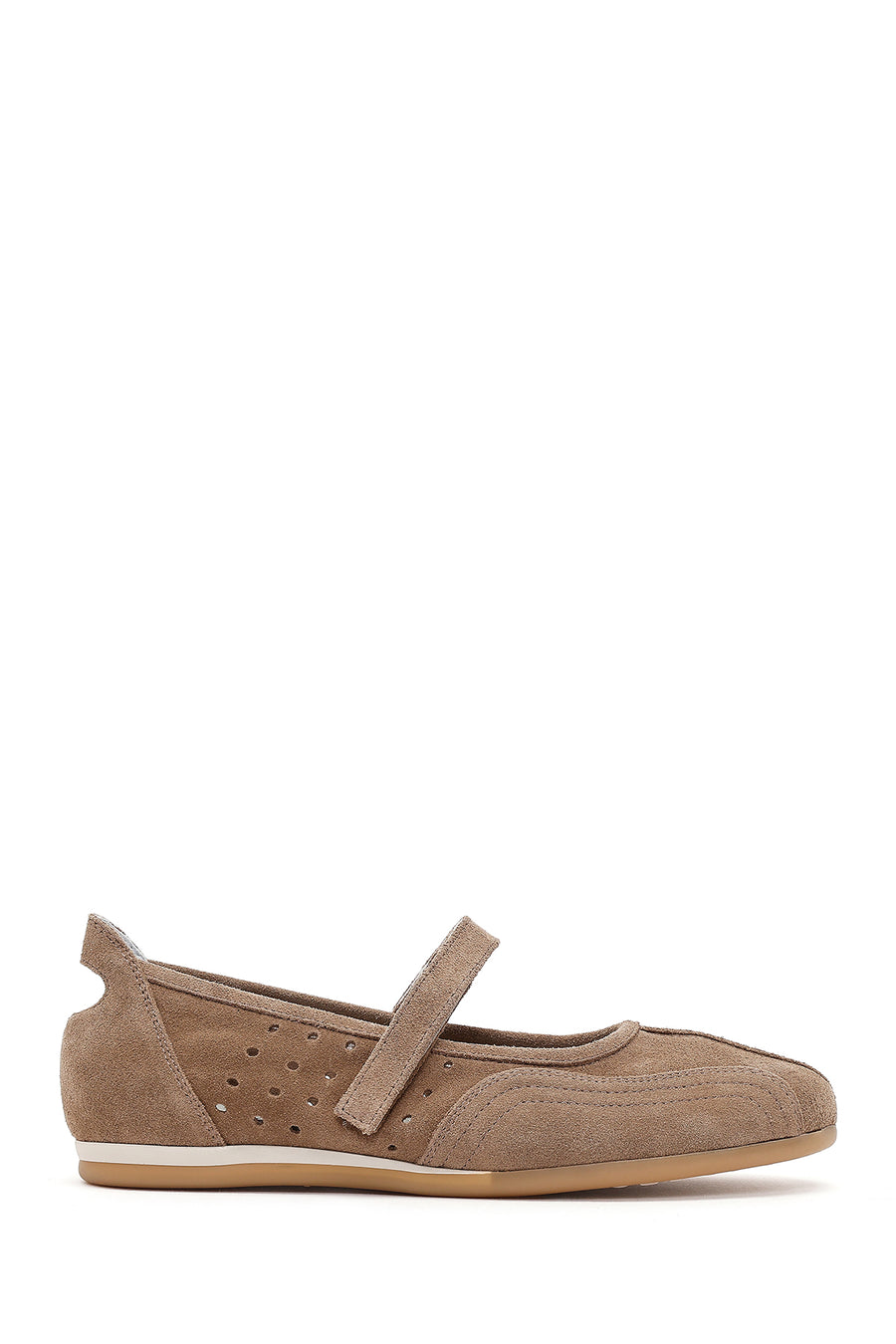Women's Mink Banded Suede Leather Ballerinas 26PFD370410 | Derimod